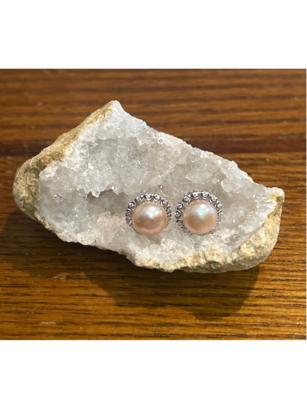 Women's Pink Pearl w/crystal rhinestones & Silver 9.25 Stud Earrings One Size